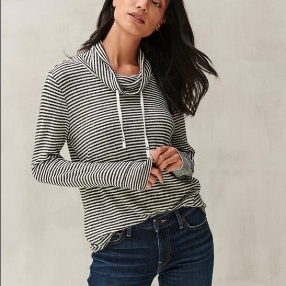 Lucky Brand Sweaters - Lucky Brand Plush Striped Cowl Neck Pullover